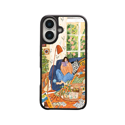 Cozy Reading Room iPhone Case – Relaxing Home Lifestyle Illustration, Protective Cover | Famaka