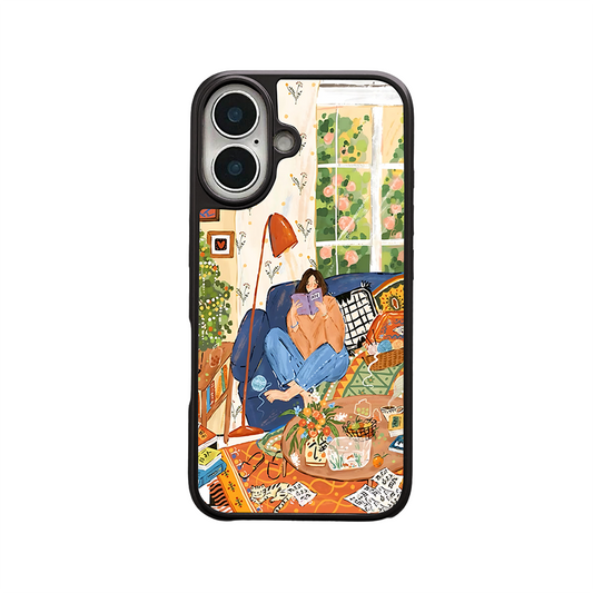 Cozy Reading Room iPhone Case – Relaxing Home Lifestyle Illustration, Protective Cover | Famaka