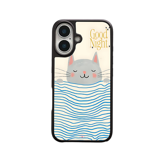 Good Night Cat iPhone Case – Cute Sleeping Cat Cartoon Design, Protective Cover | Famaka