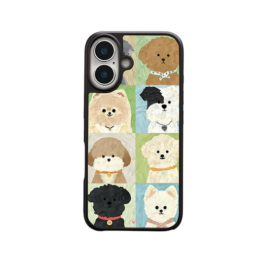 Cute Dog Portraits iPhone Case – Cartoon Puppy Faces Illustration, Protective Cover | Famaka
