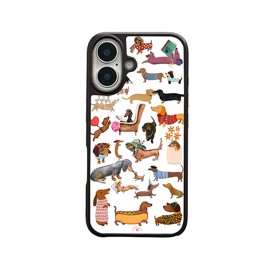 Dachshund Dogs iPhone Case – Fun Cartoon Sausage Dog Illustration, Protective Cover | Famaka