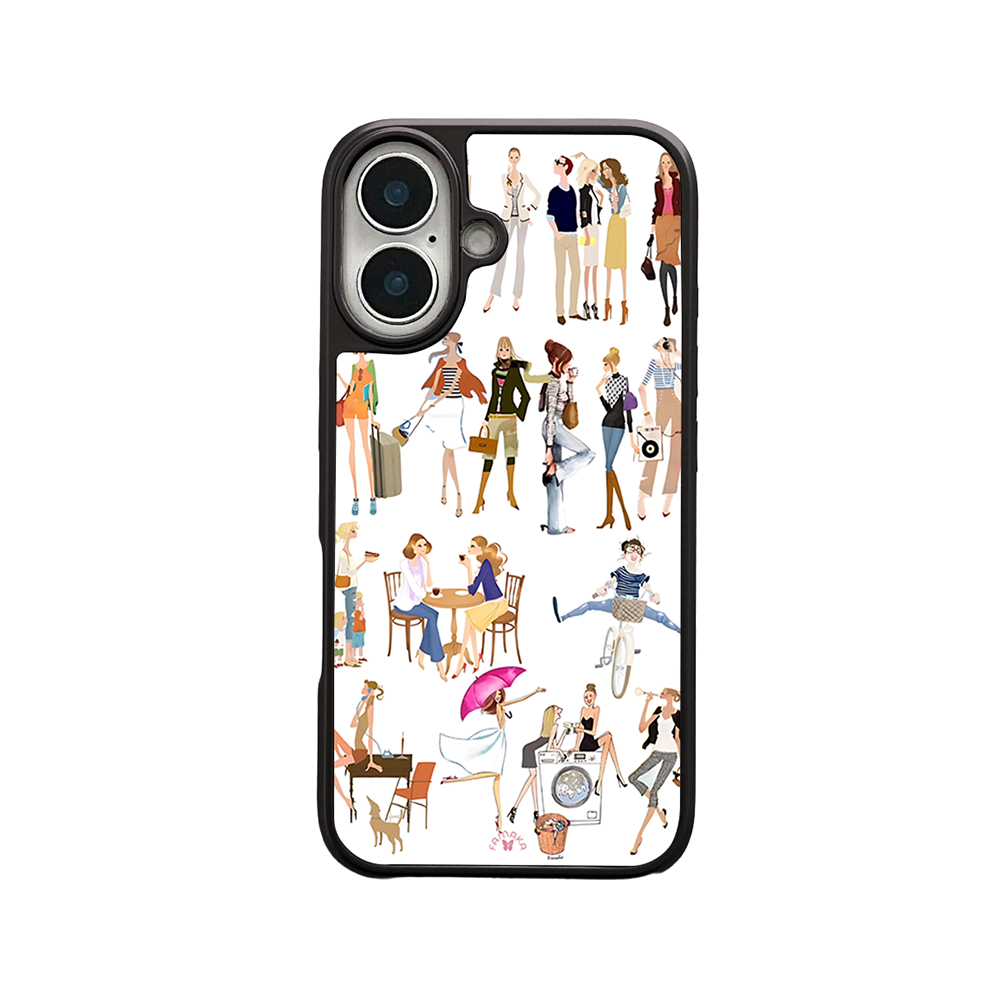 Fashion Girls iPhone Case – Trendy Lifestyle Illustration Design, Protective Cover | FAMAKA