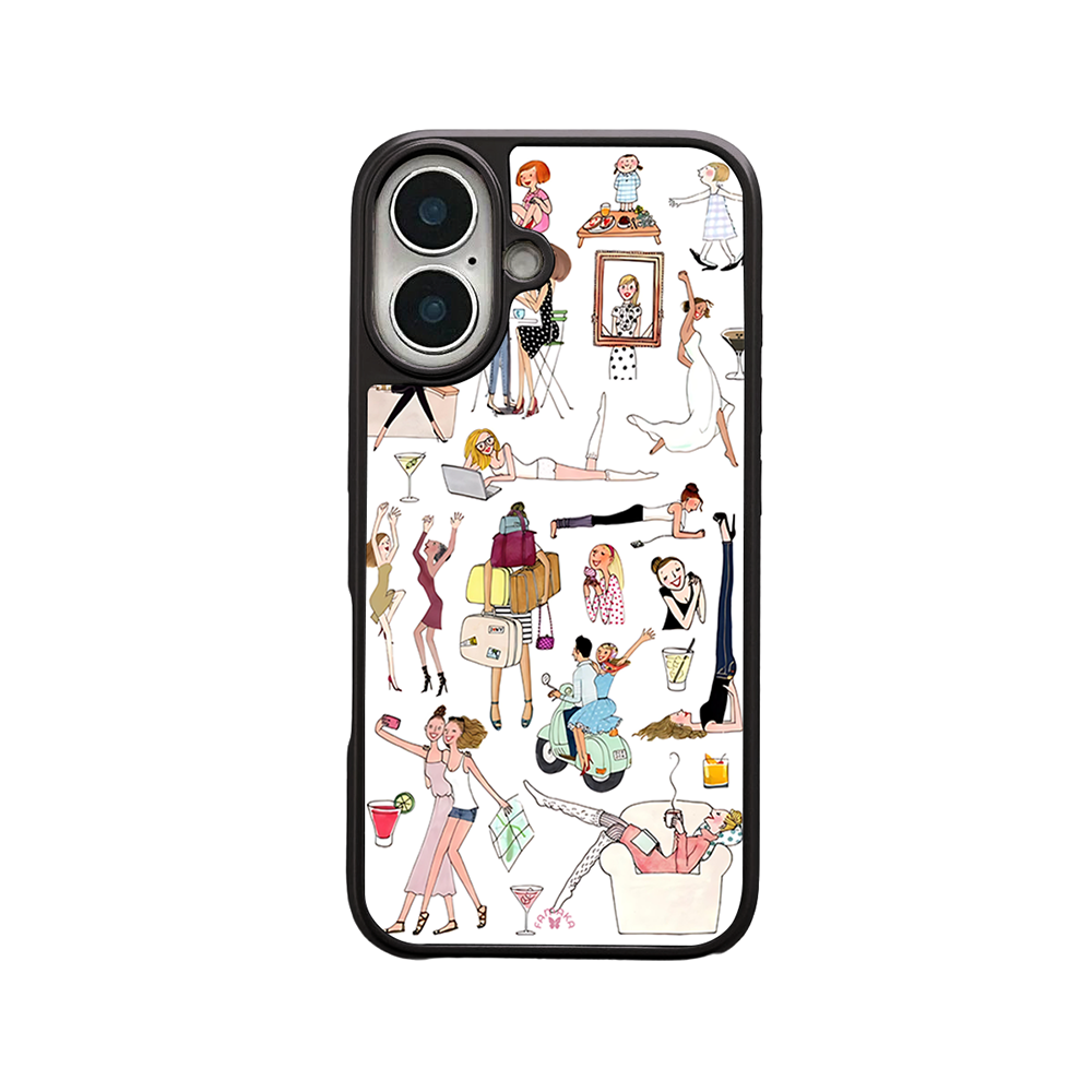Girls on the Go iPhone Case – Fun Daily Life & Travel Illustration, Protective Cover | FAMAKA