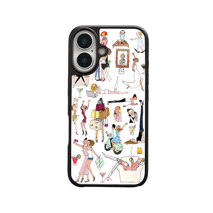 Girls on the Go iPhone Case – Fun Daily Life & Travel Illustration, Protective Cover | FAMAKA