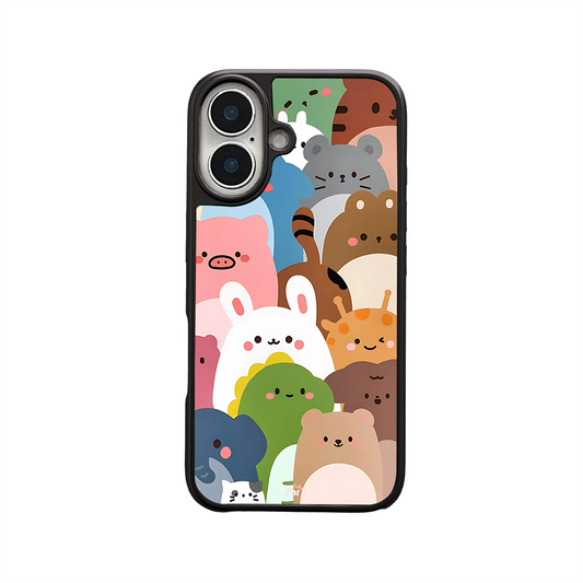 Cute Animal Friends iPhone Case – Colorful Cartoon Animal Design, Protective Cover | Famaka