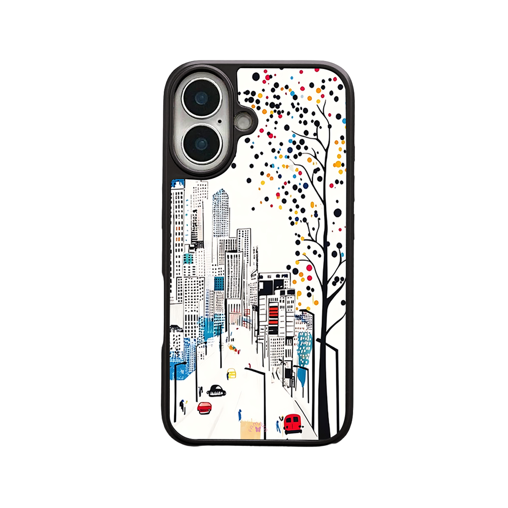City Skyline Street View iPhone Case – Modern Urban Art Design, Protective Cover | Famaka
