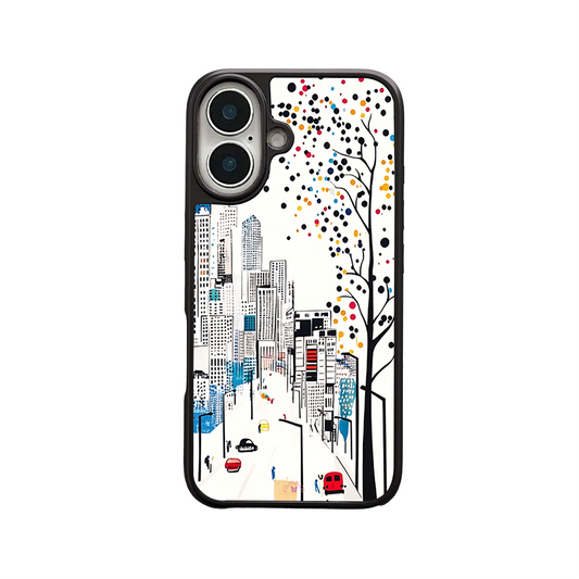 City Skyline Street View iPhone Case – Modern Urban Art Design, Protective Cover | Famaka