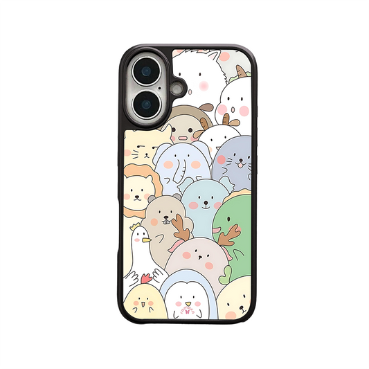 Kawaii Animals iPhone Case – Adorable Cartoon Pets Illustration, Protective Cover | Famaka