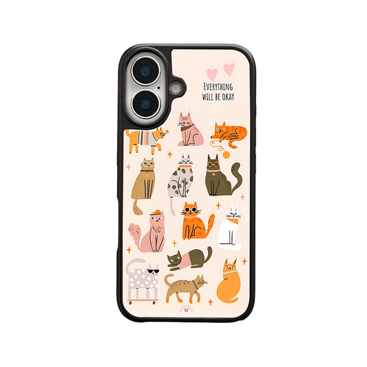 Cartoon Cats iPhone Case – Playful Feline Illustration, Protective Cover | Famaka