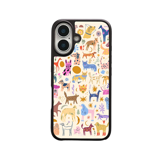 Colorful Abstract Animals iPhone Case – Vibrant Cartoon Pet Illustration, Protective Cover | Famaka