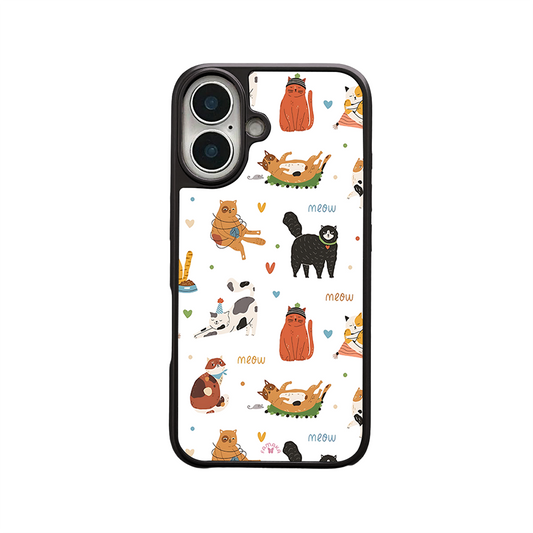 Playful Cats iPhone Case – Cute Cartoon Cat Illustration, Protective Cover | Famaka