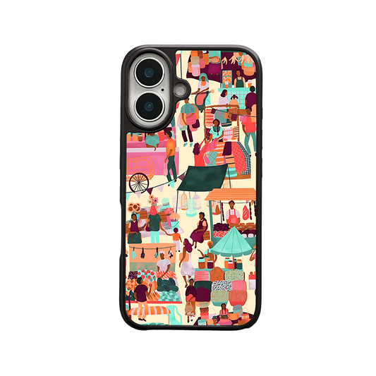 Market Day iPhone Case – Vibrant Street Market Illustration, Protective Cover | Famaka