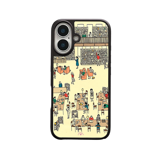 Library iPhone Case – Cozy Reading & Study Scene Illustration, Protective Cover | Famaka