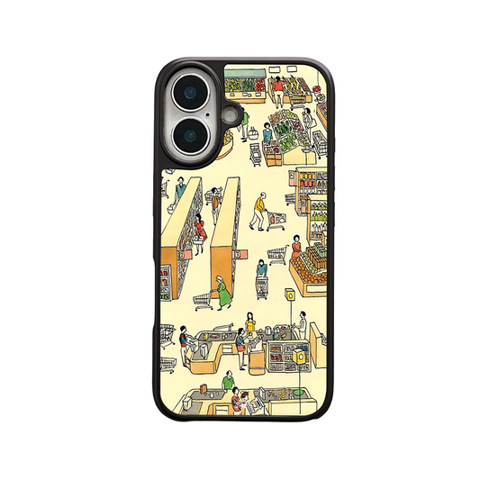 Supermarket Life iPhone Case – Everyday Market Scene Illustration, Protective Cover | Famaka
