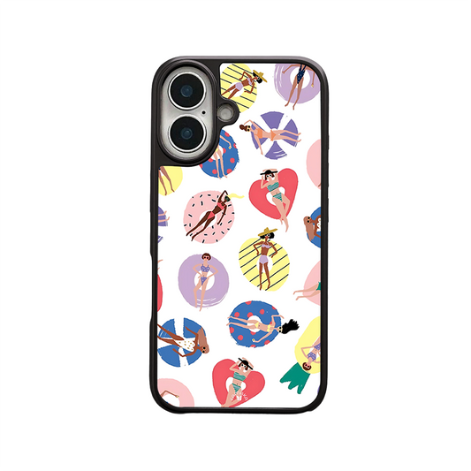 Summer Pool Girls iPhone Case – Fun Swim & Relax Illustration, Protective Cover | Famaka