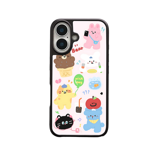 Bears & Friends iPhone Case – Playful Cartoon Animal & Pastel Design, Protective Cover | Famaka