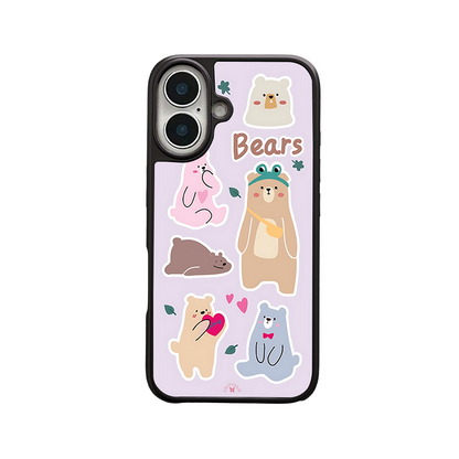 Bears in Love iPhone Case – Cute Cartoon Bear Family with Playful Illustration, Protective Cover | Famaka