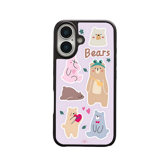 Bears in Love iPhone Case – Cute Cartoon Bear Family with Playful Illustration, Protective Cover | Famaka