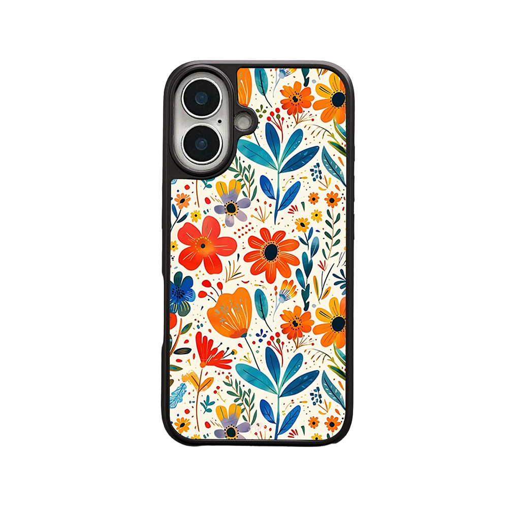 Playful Flower Pattern iPhone Case – Colorful Botanical Artistic Design, Protective Cover | FAMAKA