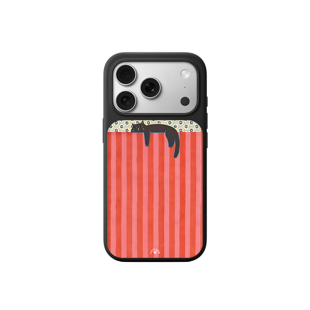 Sleeping Black Cat iPhone Case – Minimalist Cozy Cartoon Design, Protective Cover | Famaka