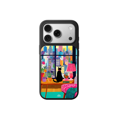 City View Cat iPhone Case – Cozy Urban Lifestyle Design, Protective Cover | Famaka