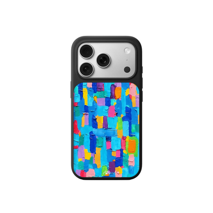 Blue Abstract Paint iPhone Case – Colorful Textured Artistic Design, Protective Cover | FAMAKA