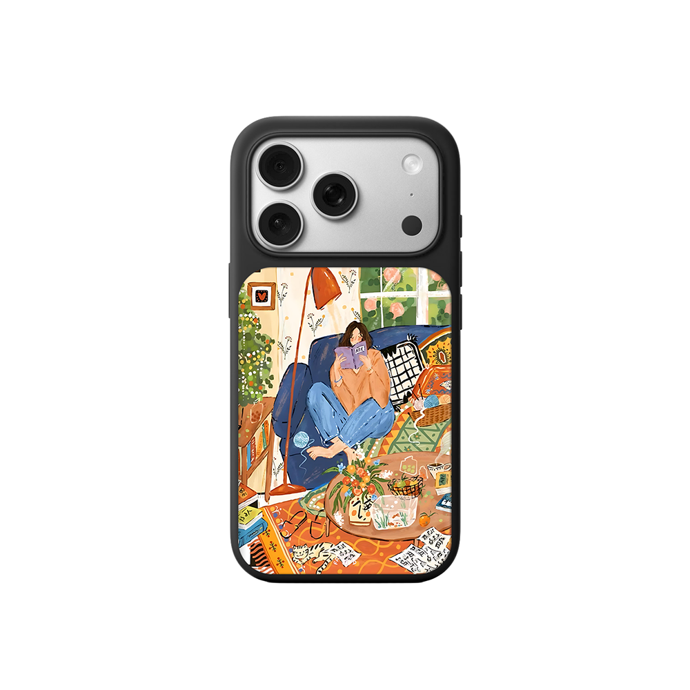 Cozy Reading Room iPhone Case – Relaxing Home Lifestyle Illustration, Protective Cover | Famaka