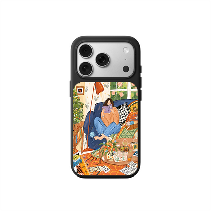 Cozy Reading Room iPhone Case – Relaxing Home Lifestyle Illustration, Protective Cover | Famaka