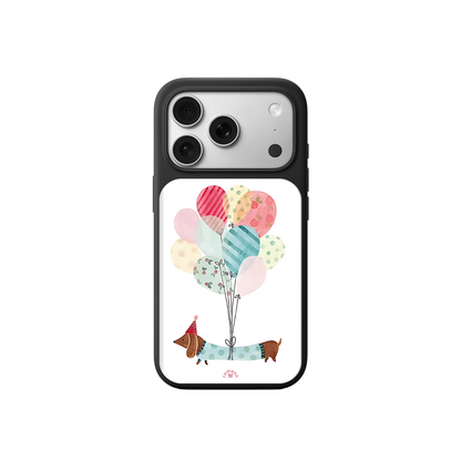 Dachshund Balloons iPhone Case – Cute Dog Cartoon with Uplifting Quote, Protective Cover | Famaka
