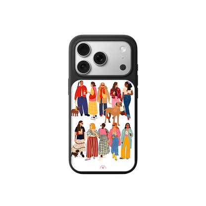Fashion Girls & Dogs iPhone Case – Trendy Lifestyle Illustration Design, Protective Cover | FAMAKA
