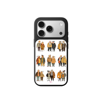 Elderly Couples iPhone Case – Heartwarming Everyday Life Illustration, Protective Cover | Famaka