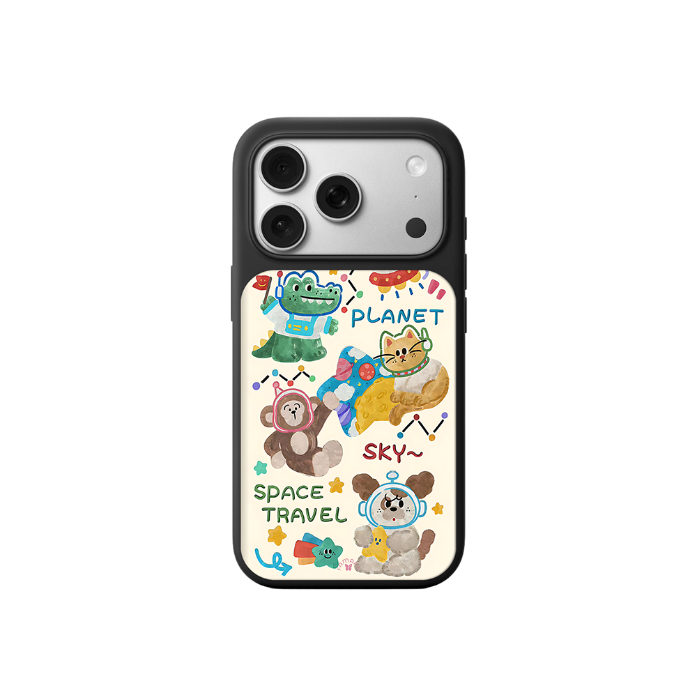 Space Travel Animals iPhone Case – Cute Cartoon Pets in Space Suits, Protective Cover | Famaka