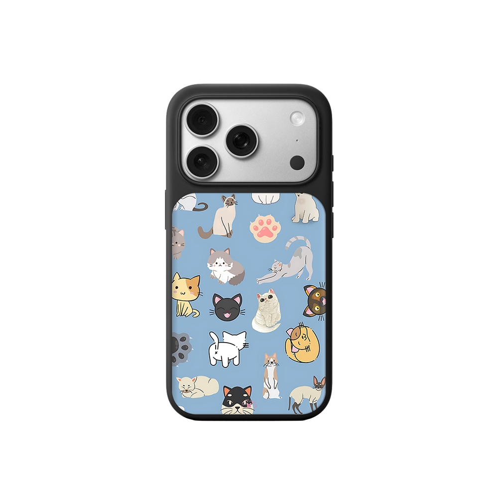 Cartoon Cats Pattern iPhone Case – Cute Cat Illustration Design, Protective Cover | Famaka