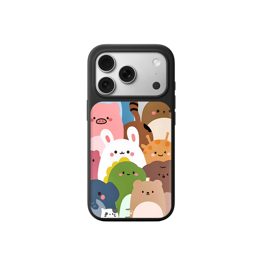 Cute Animal Friends iPhone Case – Colorful Cartoon Animal Design, Protective Cover | Famaka
