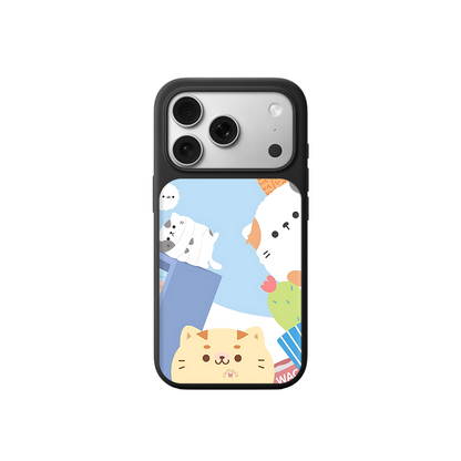 Cute Pets Cartoon iPhone Case – Adorable Cat & Puppy Illustration, Protective Cover | Famaka