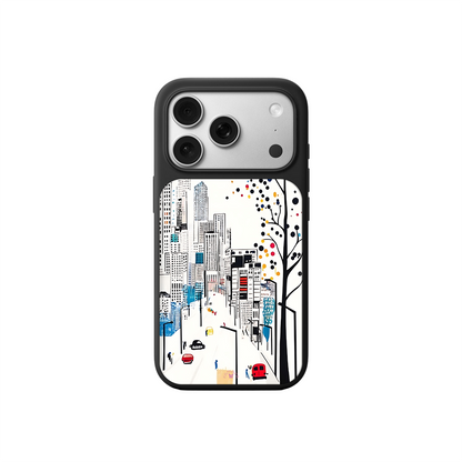 City Skyline Street View iPhone Case – Modern Urban Art Design, Protective Cover | Famaka