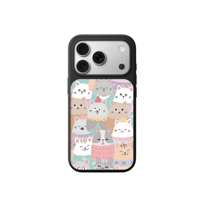 Happy Cats iPhone Case – Colorful Cartoon Feline Illustration, Protective Cover | Famaka