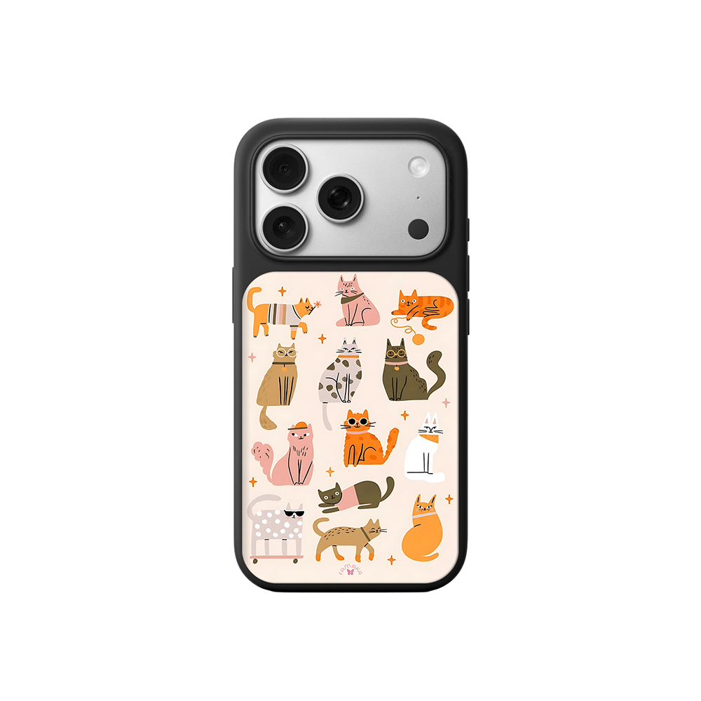 Cartoon Cats iPhone Case – Playful Feline Illustration, Protective Cover | Famaka
