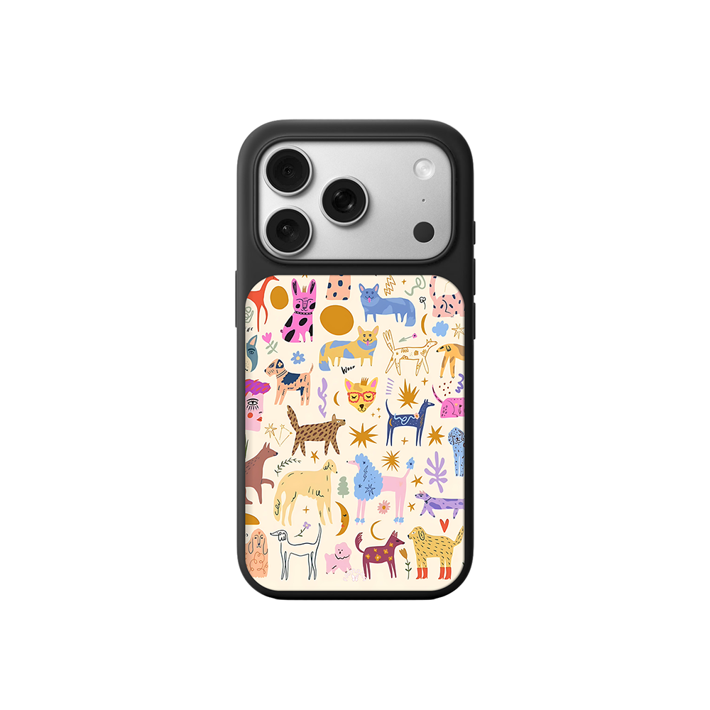 Colorful Abstract Animals iPhone Case – Vibrant Cartoon Pet Illustration, Protective Cover | Famaka