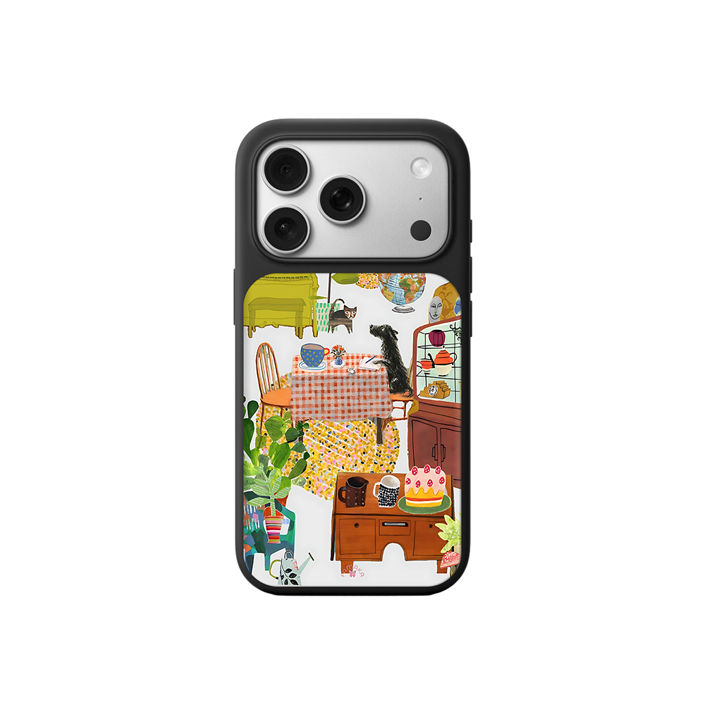 Cozy Home Scene iPhone Case – Artistic Living Room Illustration, Protective Cover | Famaka