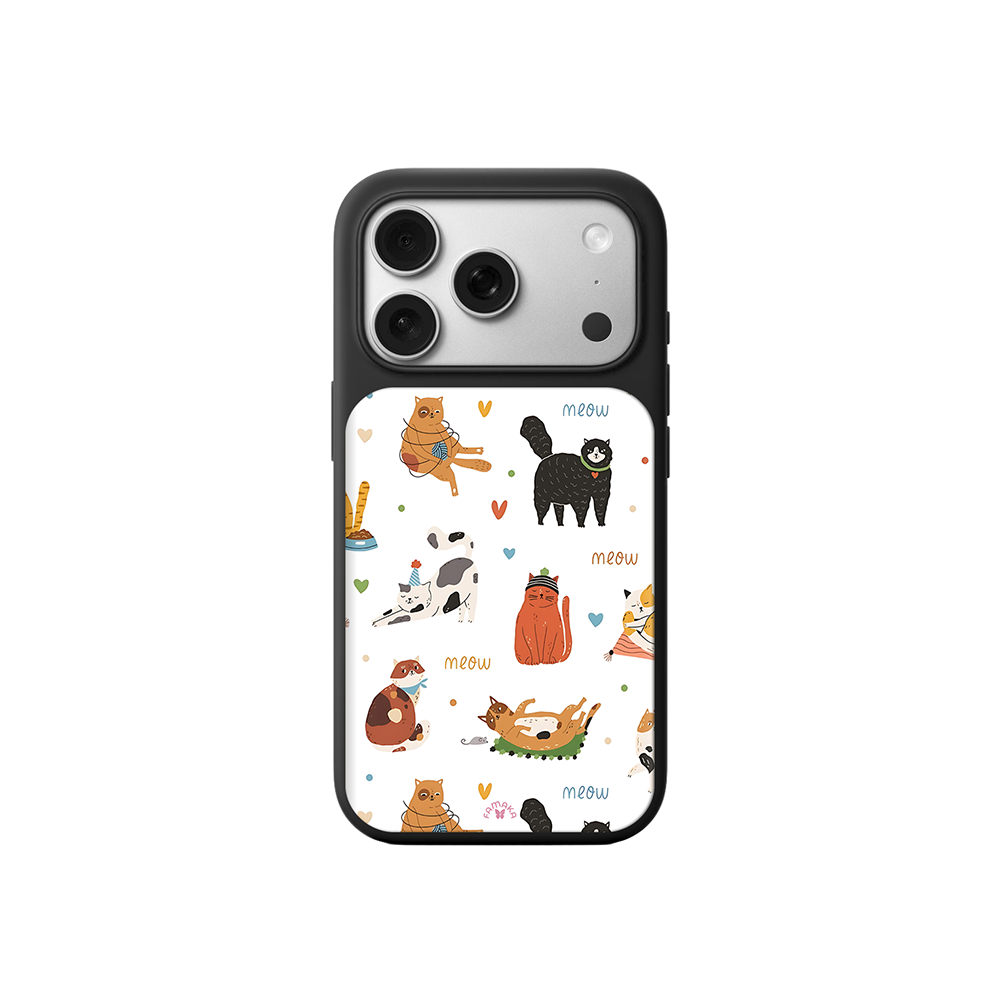 Playful Cats iPhone Case – Cute Cartoon Cat Illustration, Protective Cover | Famaka