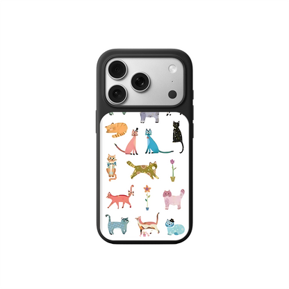 Whimsical Cartoon Cats iPhone Case – Fun Colorful Cat Illustration, Protective Cover | Famaka