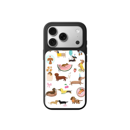 Dachshund Party iPhone Case – Fun Cartoon Sausage Dog Illustration, Protective Cover | Famaka
