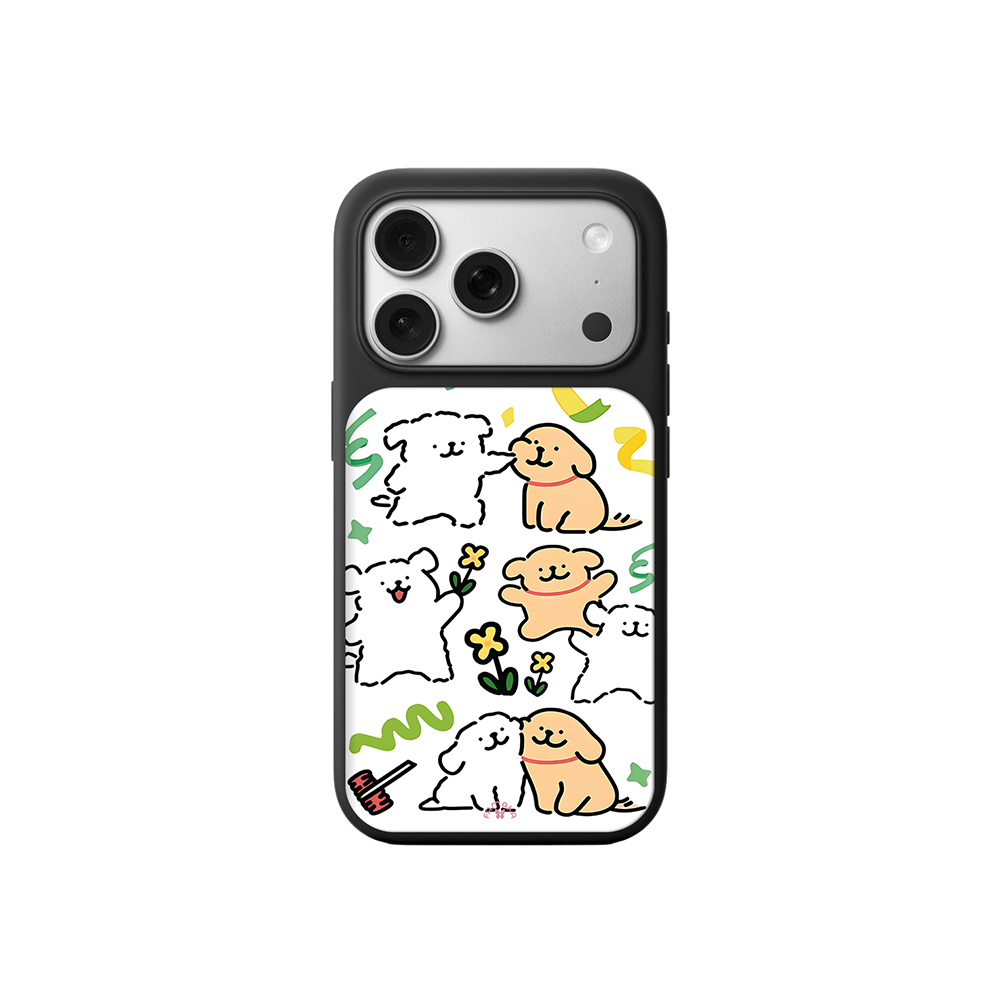 Happy Puppies iPhone Case – Cute Cartoon Dog Illustration, Playful Protective Cover | Famaka