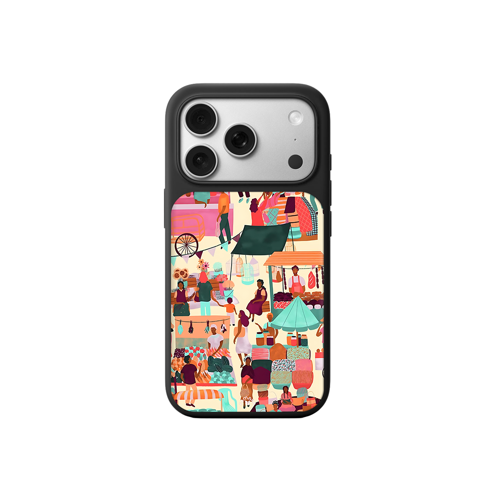 Market Day iPhone Case – Vibrant Street Market Illustration, Protective Cover | Famaka