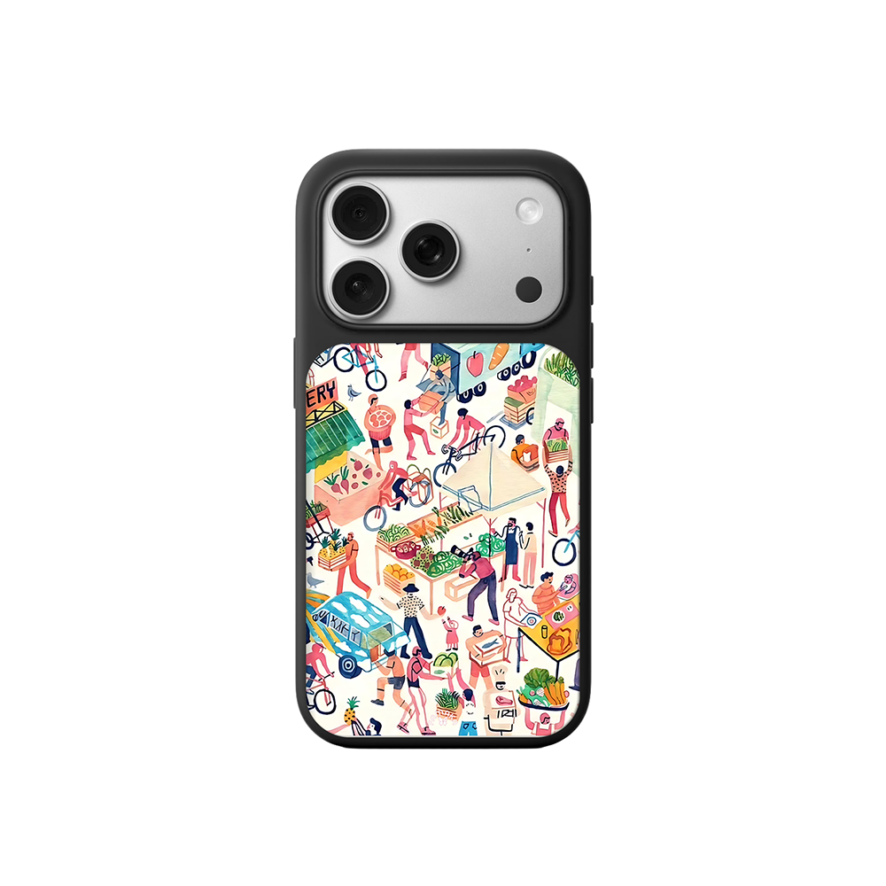 Farmers Market iPhone Case – Colorful Street Market Illustration, Protective Cover | Famaka