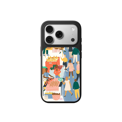Street Market iPhone Case – Modern City Life Market Scene Illustration, Protective Cover | Famaka