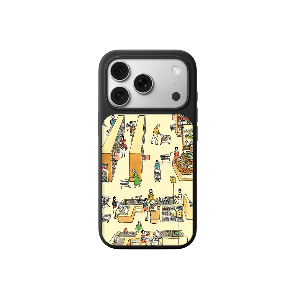 Supermarket Life iPhone Case – Everyday Market Scene Illustration, Protective Cover | Famaka