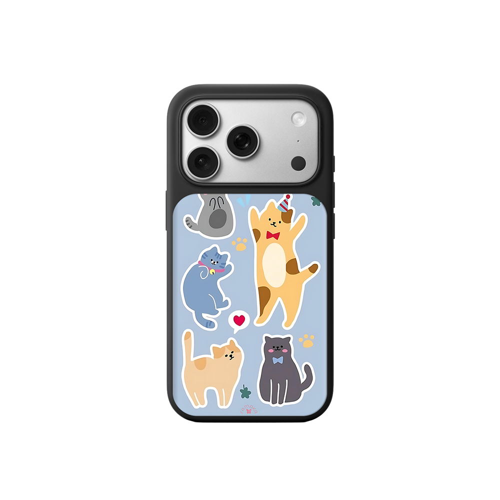 Party Cats iPhone Case – Cute Cartoon Cats in Playful Sticker Style, Protective Cover | Famaka