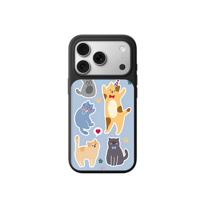 Party Cats iPhone Case – Cute Cartoon Cats in Playful Sticker Style, Protective Cover | Famaka